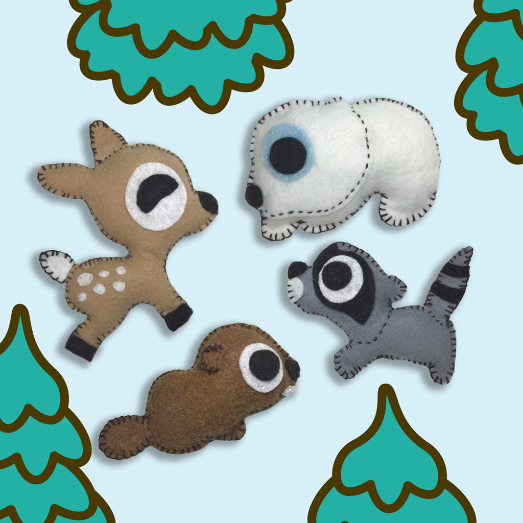 Felt Stuffie set with Bitsy, Rokko, Perry, and Dotty