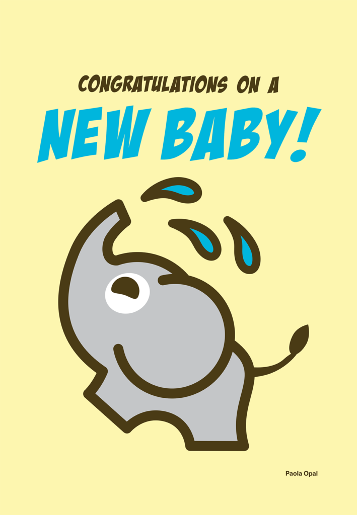Congratulations on a new baby! Card with Ollie the elephant